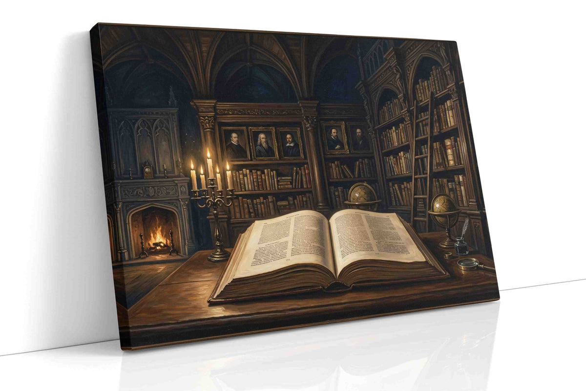 Echoes of Time's Library darkacademia canvas print, gallery-wrapped, ready to hang