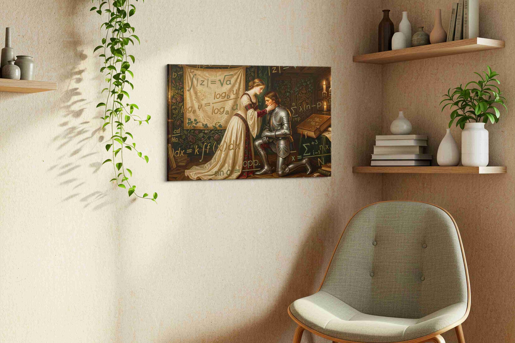 Equations of Chivalry's Embrace darkacademia canvas print, hanging on wall — view 2