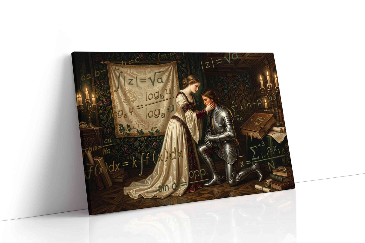 Equations of Chivalry's Embrace darkacademia canvas print, gallery-wrapped, ready to hang