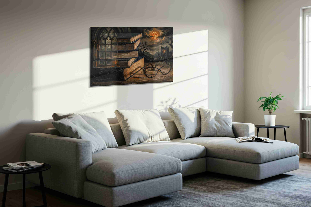 Moonlit Reflections of Knowledge darkacademia canvas print, gallery-wrapped, ready to hang — view 2