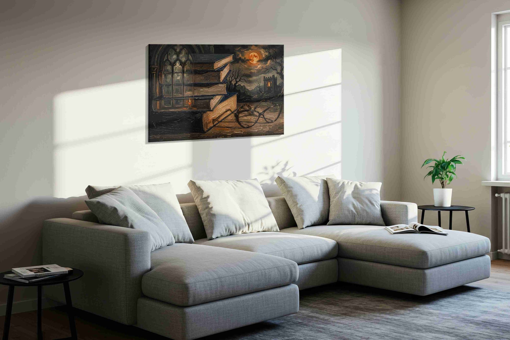 Moonlit Reflections of Knowledge darkacademia canvas print, gallery-wrapped, ready to hang — view 2