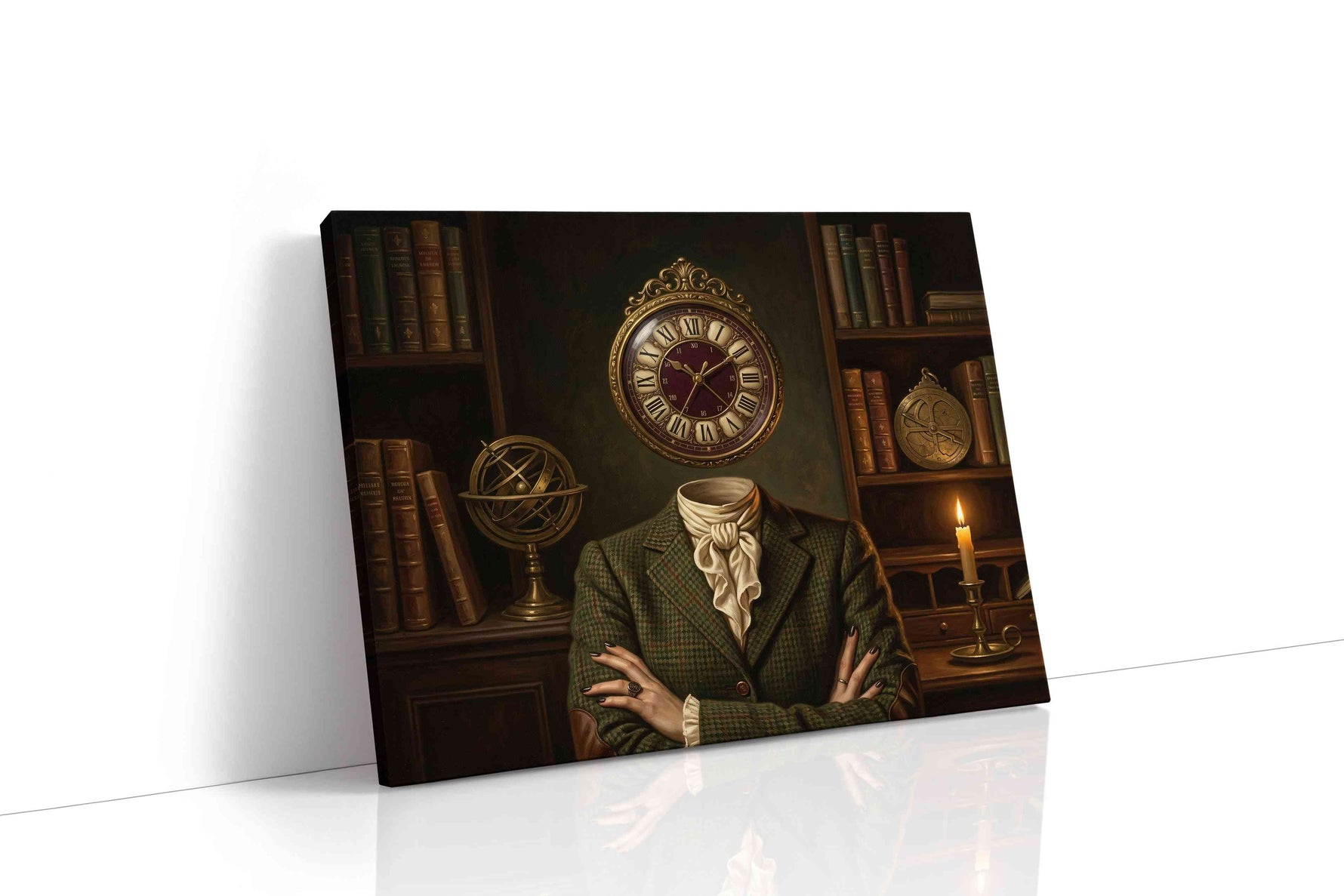 Timeless Reflections The Headless Scholar darkacademia canvas print, gallery-wrapped, ready to hang