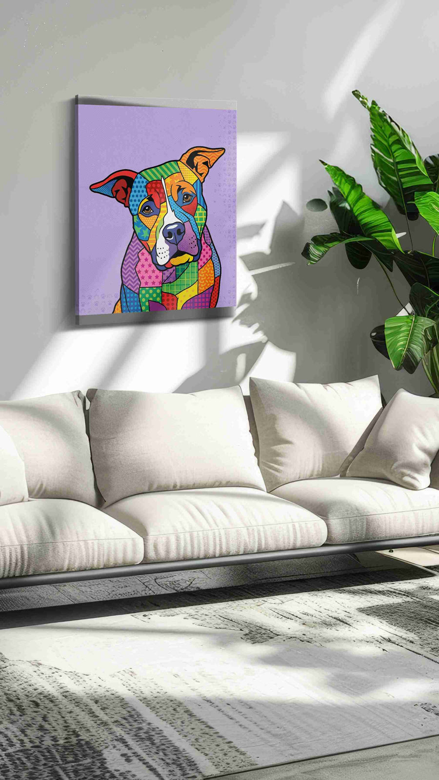 Chromatic Canine Symphony dogs canvas print, on wall, lifestyle preview