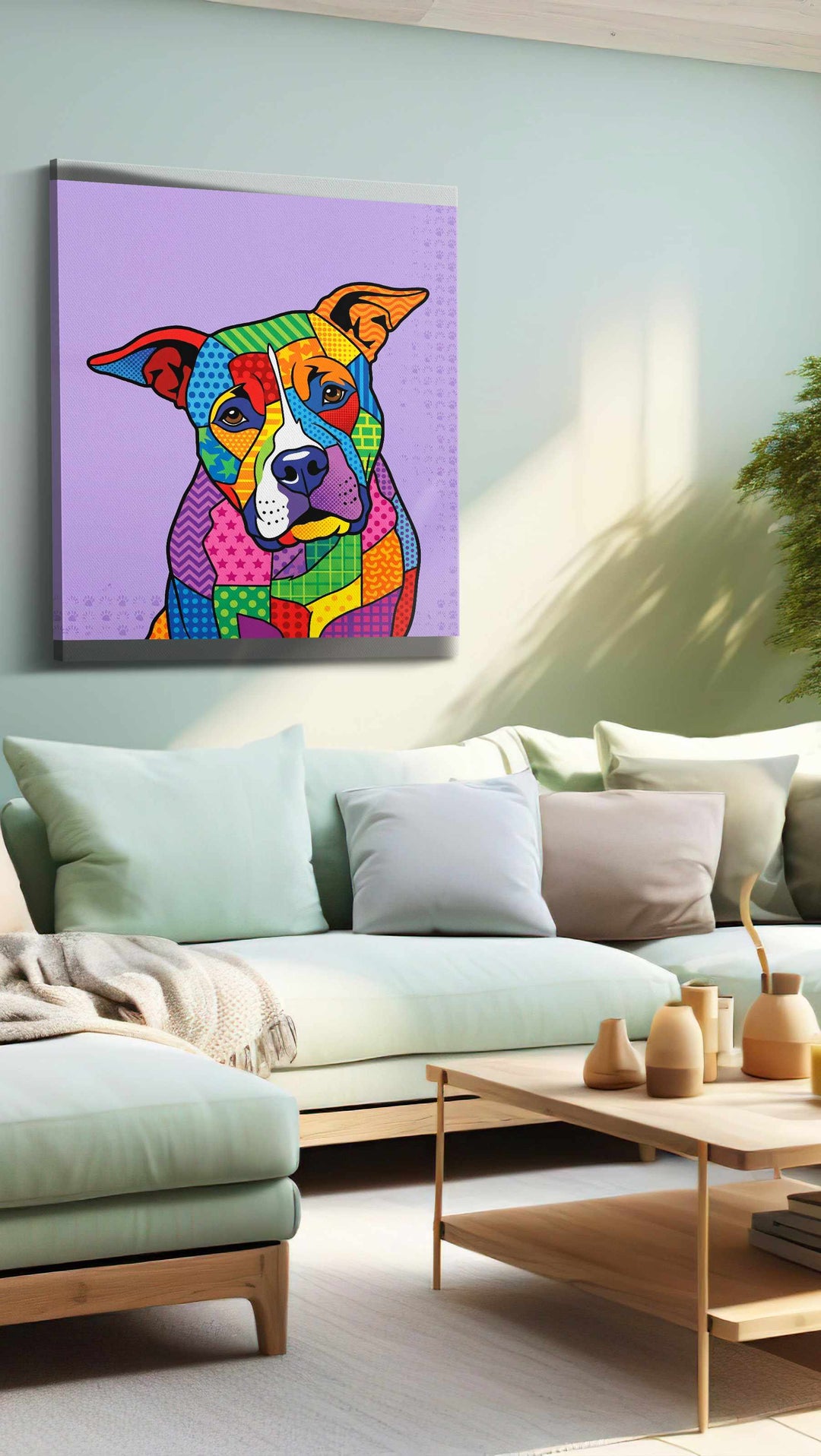 Chromatic Canine Symphony - Dog Wall Art, Dog Canvas Print, Dog Lover Gift