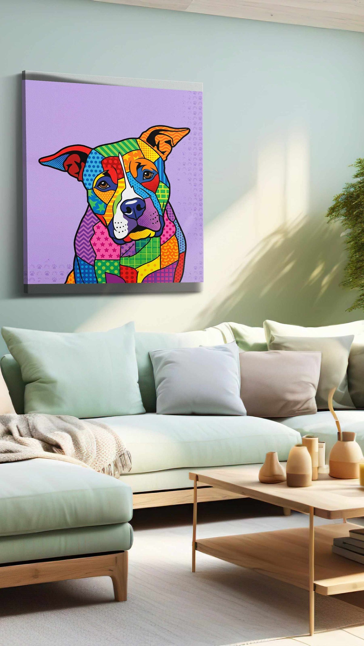Chromatic Canine Symphony - Dog Wall Art, Dog Canvas Print, Dog Lover Gift