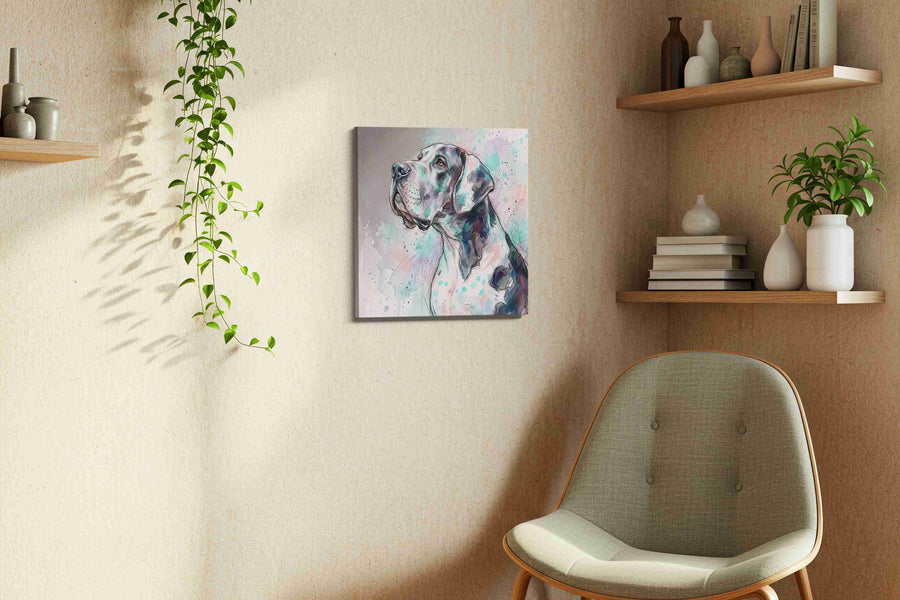 Ethereal Canine Reverie dogs canvas print, displayed in a living room