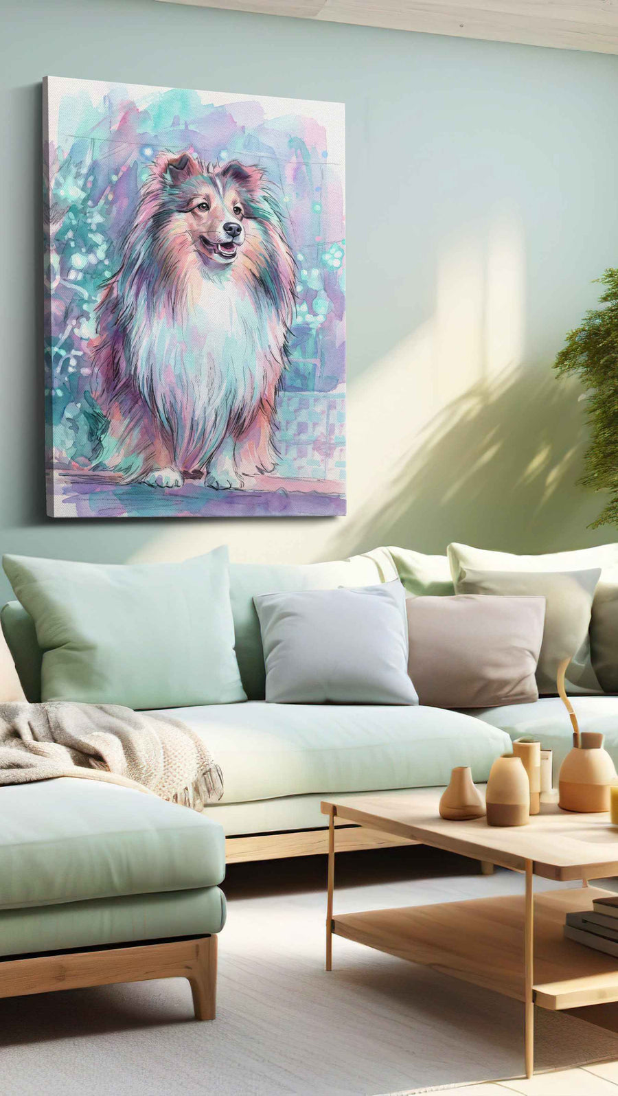 Mystical Canine Dreamscape dogs canvas print, hanging on wall