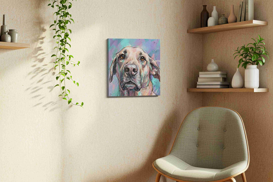 Whimsical Canine Reverie dogs canvas print styled in a living room