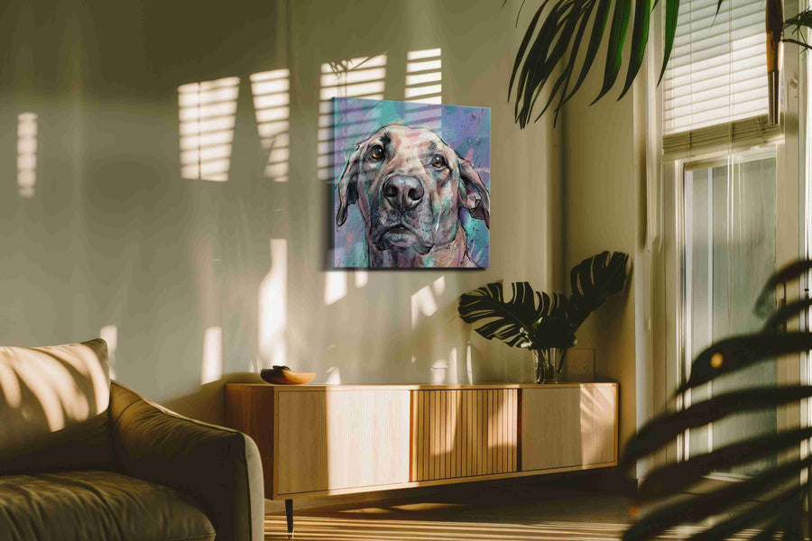 Whimsical Canine Reverie dogs canvas print in a hung canvas mockup