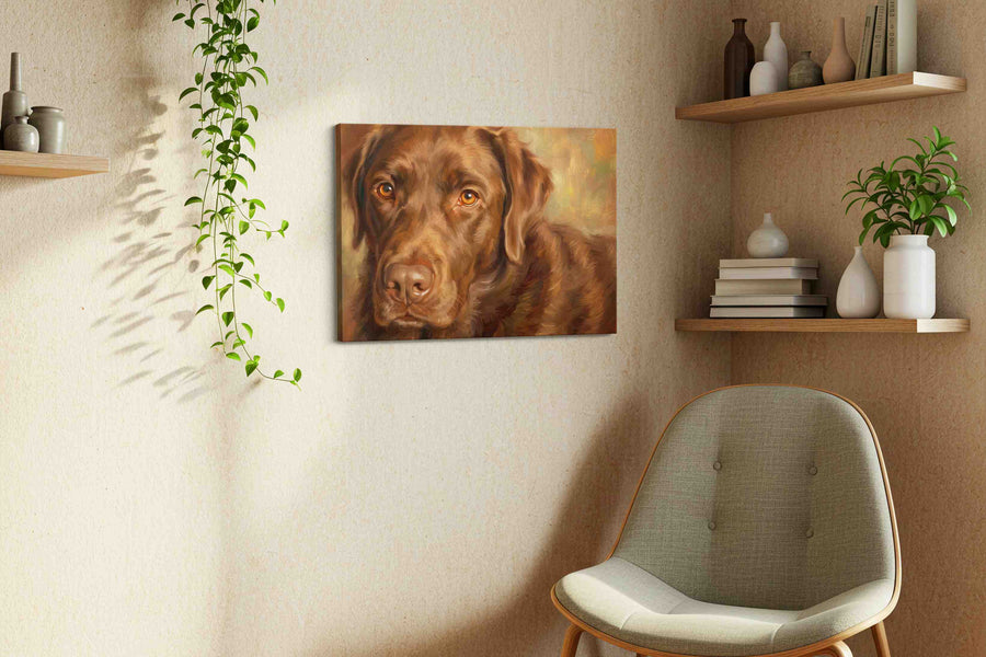 Whiskers of Chocolate Dreams dogs canvas print, hanging on wall