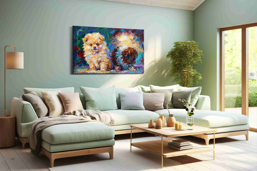 Whispers of Furry Dreams dogs canvas print, hanging on wall