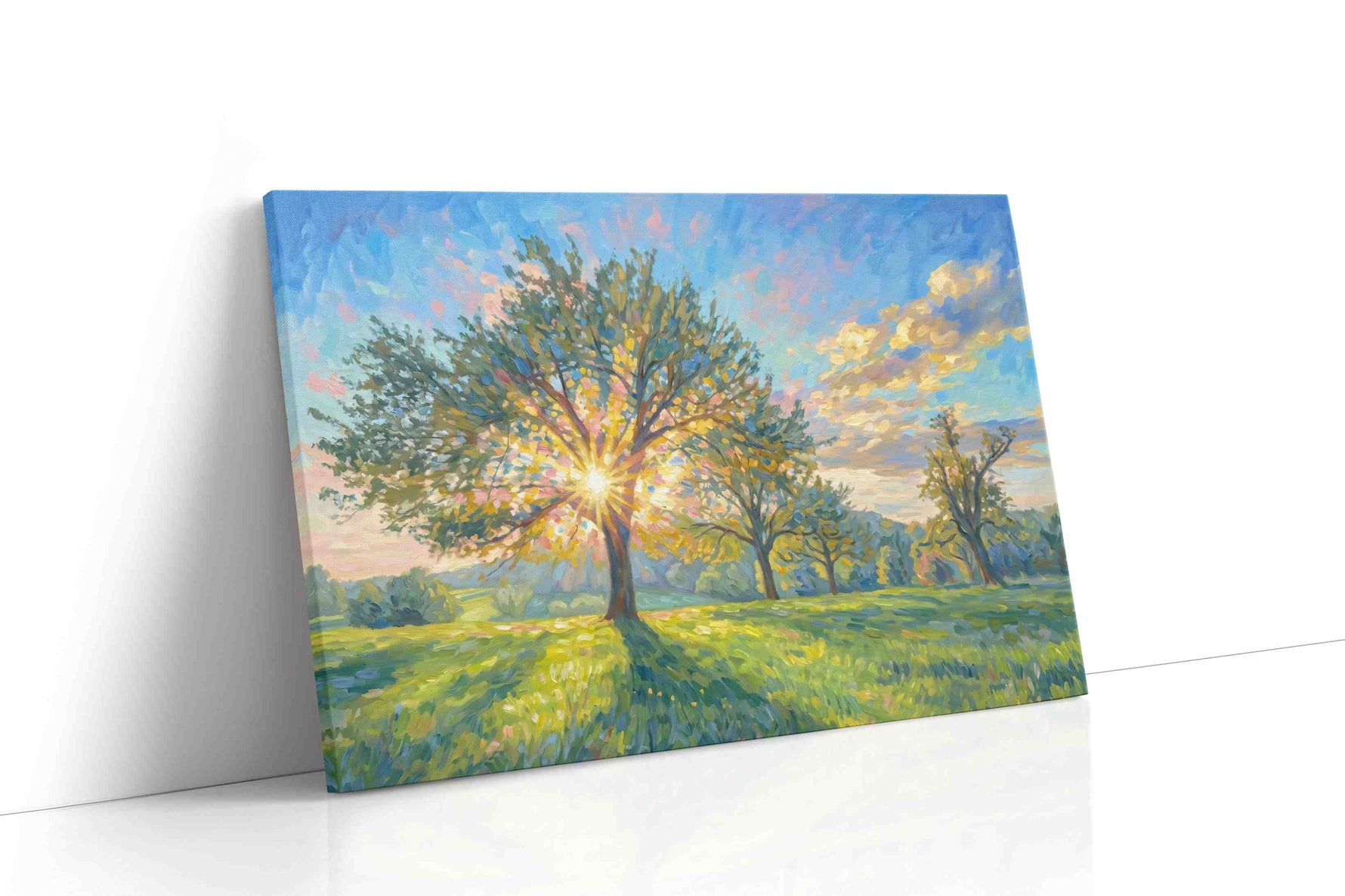 Luminescent Dawn Whisper nature canvas print, gallery-wrapped, ready to hang