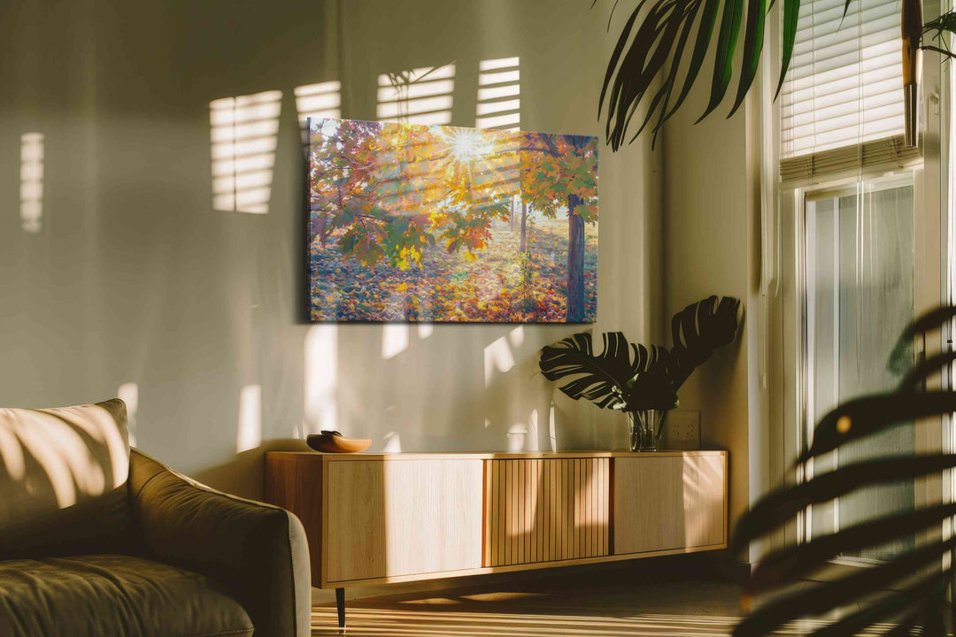 Radiance in Autumn Grove - Nature Wall Art, Scenic Canvas Print, Natural Landscape Art