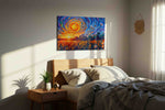 Whirlpool of Sunlit Dreams nature canvas print, displayed in a bedroom