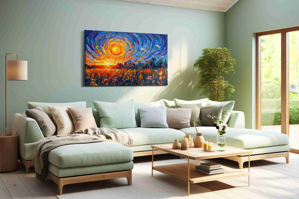 Whirlpool of Sunlit Dreams nature canvas print shown in a wall scene
