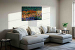 Whirlwind Symphony of Blooms nature canvas print, displayed in a living room