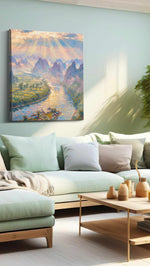 Whispers of Dawn Over River Valleys nature canvas print, hanging on wall