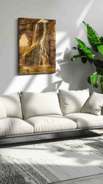 Whispers of the Celestial Cascade nature canvas print, hanging on wall