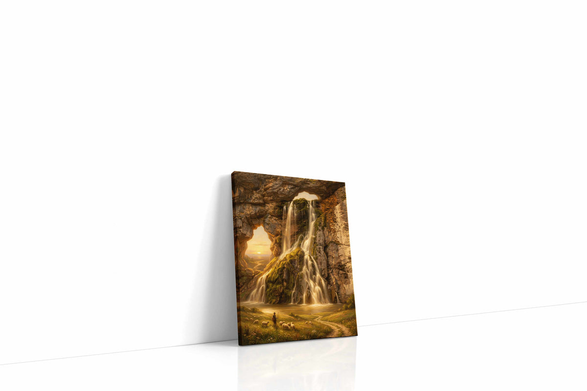 Whispers of the Celestial Cascade nature canvas print gallery-wrapped portrait canvas studio shot
