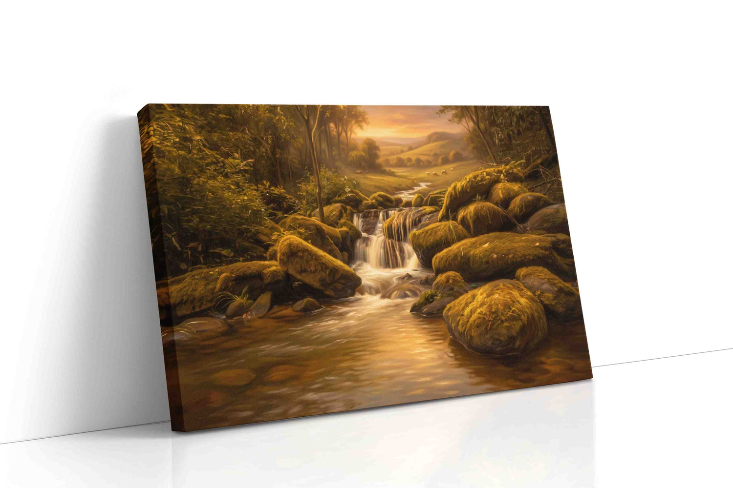 Whispers of the Golden Stream nature canvas print, gallery-wrapped, ready to hang
