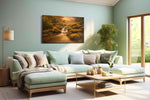 Whispers of the Golden Stream nature canvas print shown in a wall scene