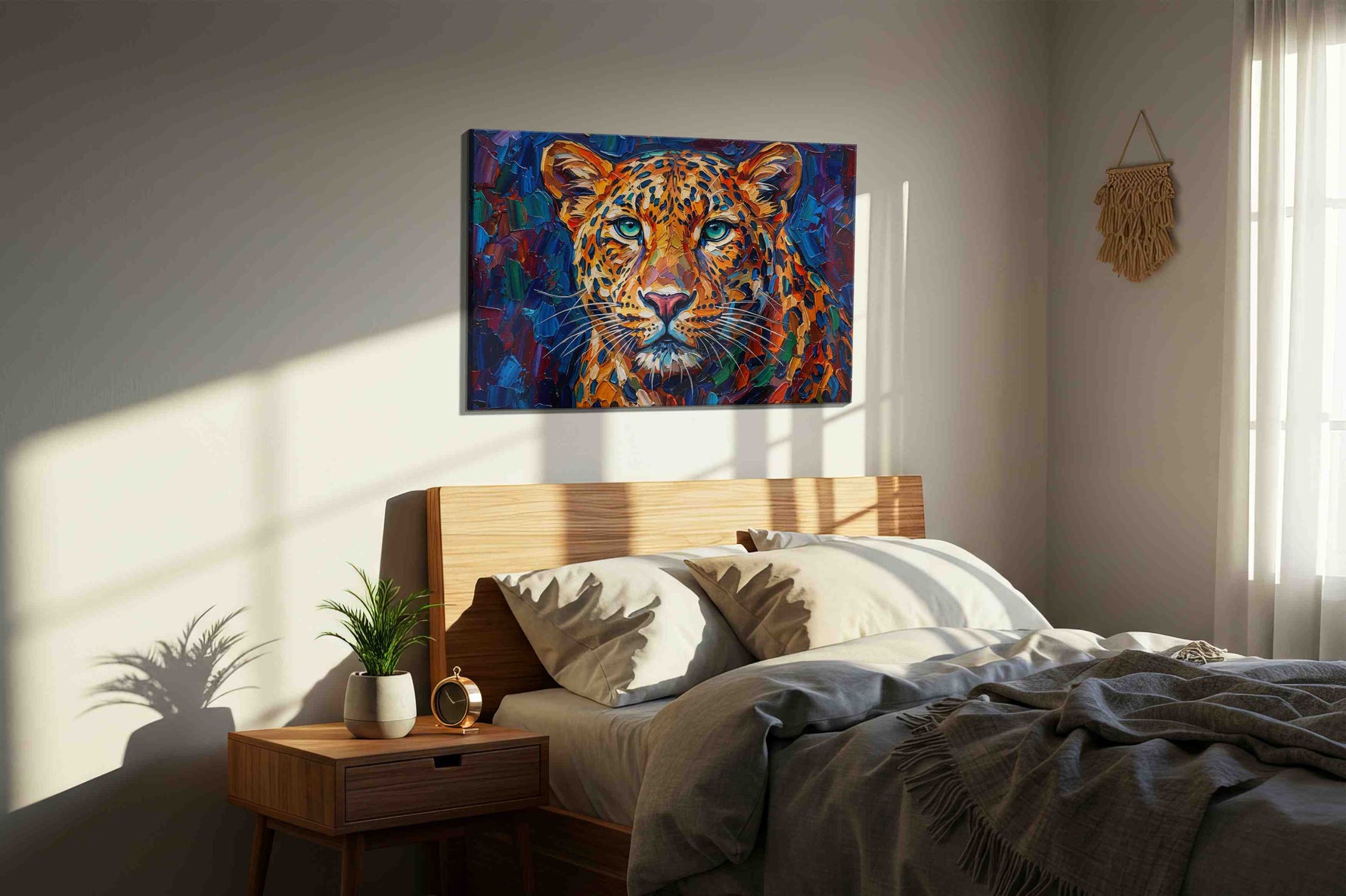 Ethereal Jungle Majesty animals canvas print, displayed in a bedroom