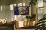 Ethereal Jungle Majesty animals canvas print in a hung canvas mockup