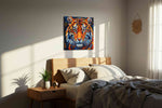 Fierce Elegance in Prism Hues animals canvas print, displayed in a bedroom