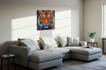 Fierce Elegance in Prism Hues animals canvas print, displayed in a living room