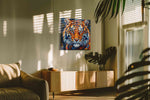Fierce Elegance in Prism Hues animals canvas print in a hung canvas mockup