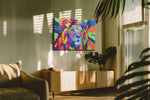 Prismatic Majesty Roars animals canvas print, on wall, lifestyle preview