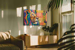 Prismatic Roar Symphony animals canvas print, on wall, lifestyle preview