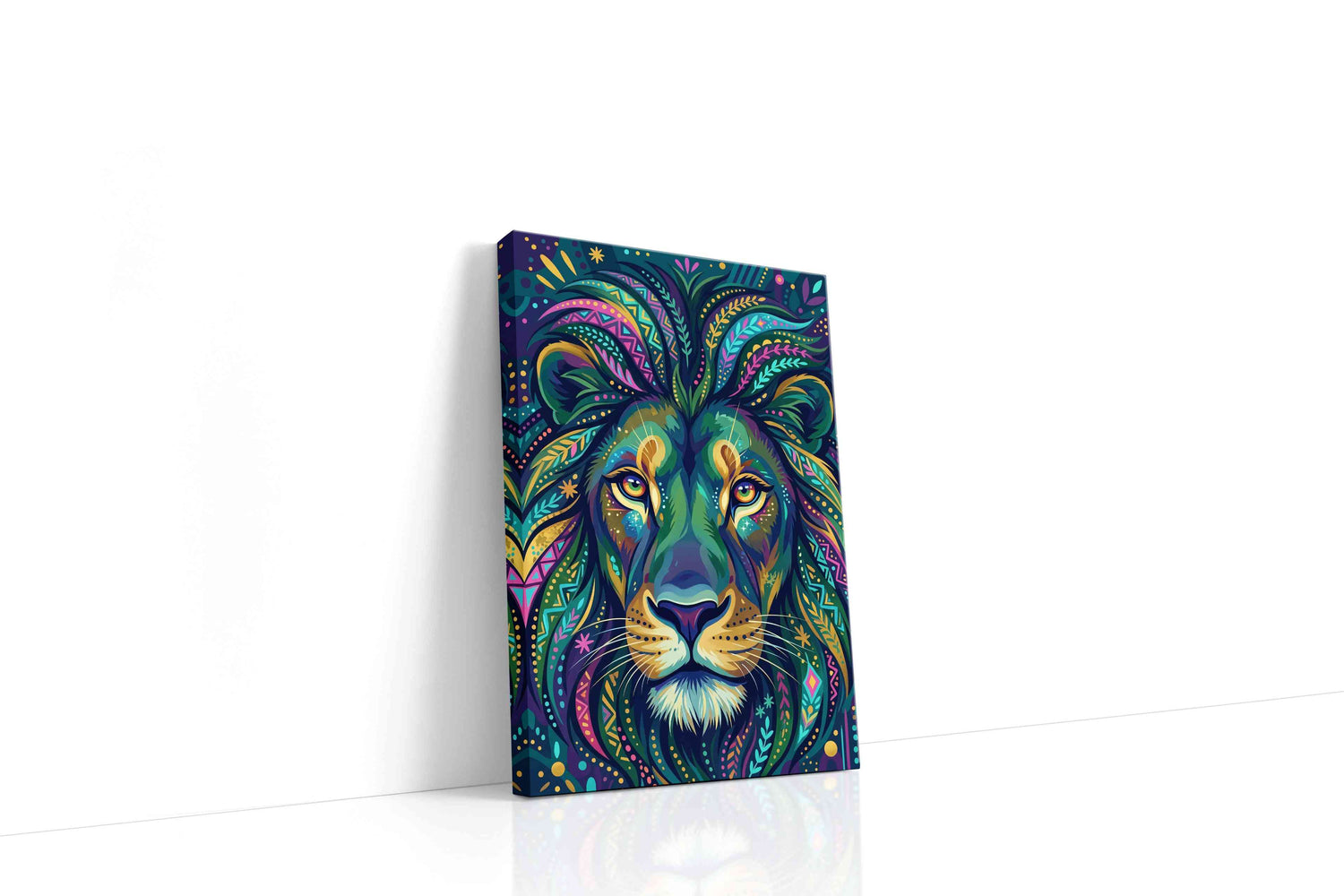 Psychedelic Mane Majesty animals canvas print, gallery-wrapped, ready to hang