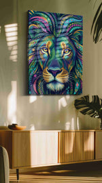 Psychedelic Mane Majesty animals canvas print in a hung canvas mockup