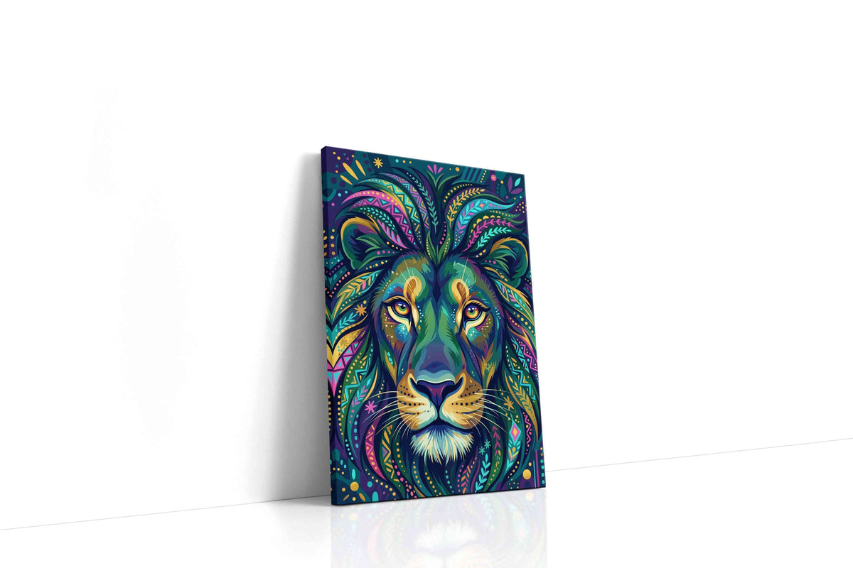 Psychedelic Mane Majesty animals canvas print gallery-wrapped portrait canvas studio shot