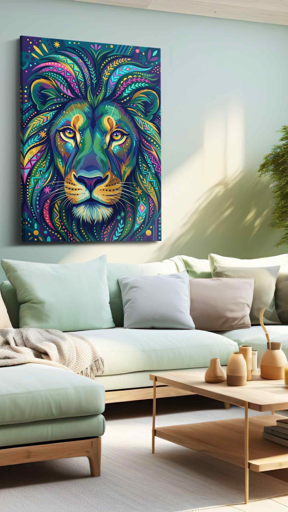 Psychedelic Mane Majesty - Animal Wall Art, Wildlife Canvas Print, Animal Lover Decor