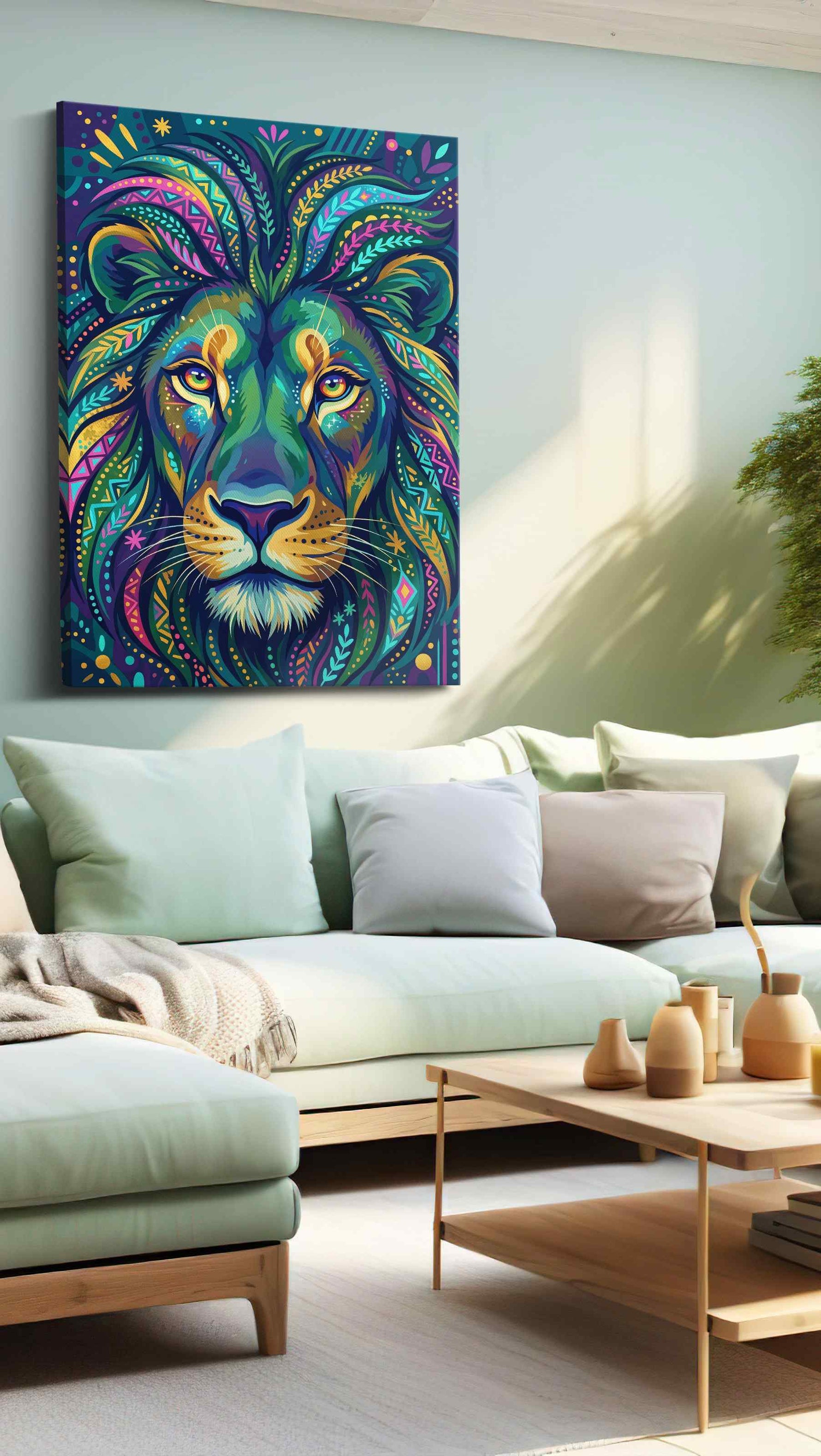 Psychedelic Mane Majesty - Animal Wall Art, Wildlife Canvas Print, Animal Lover Decor