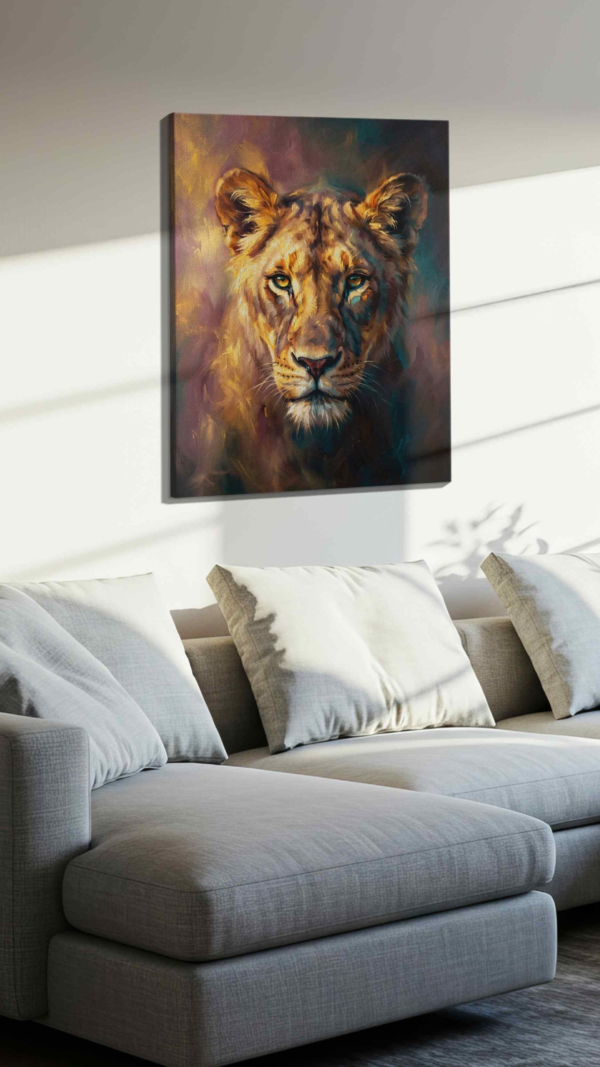 Silent Majesty in Twilight animals canvas print, displayed in a living room
