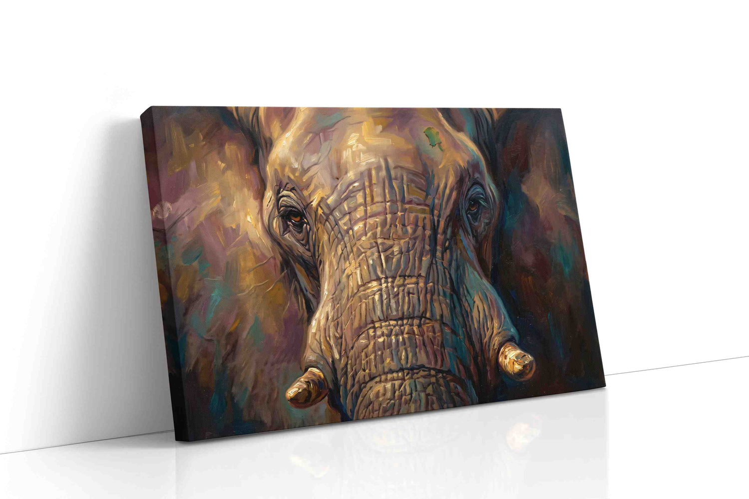 Vibrant Majesty Elephant Gaze animals canvas print, gallery-wrapped, ready to hang