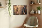 Vibrant Majesty Elephant Gaze animals canvas print, hanging on wall — view 3