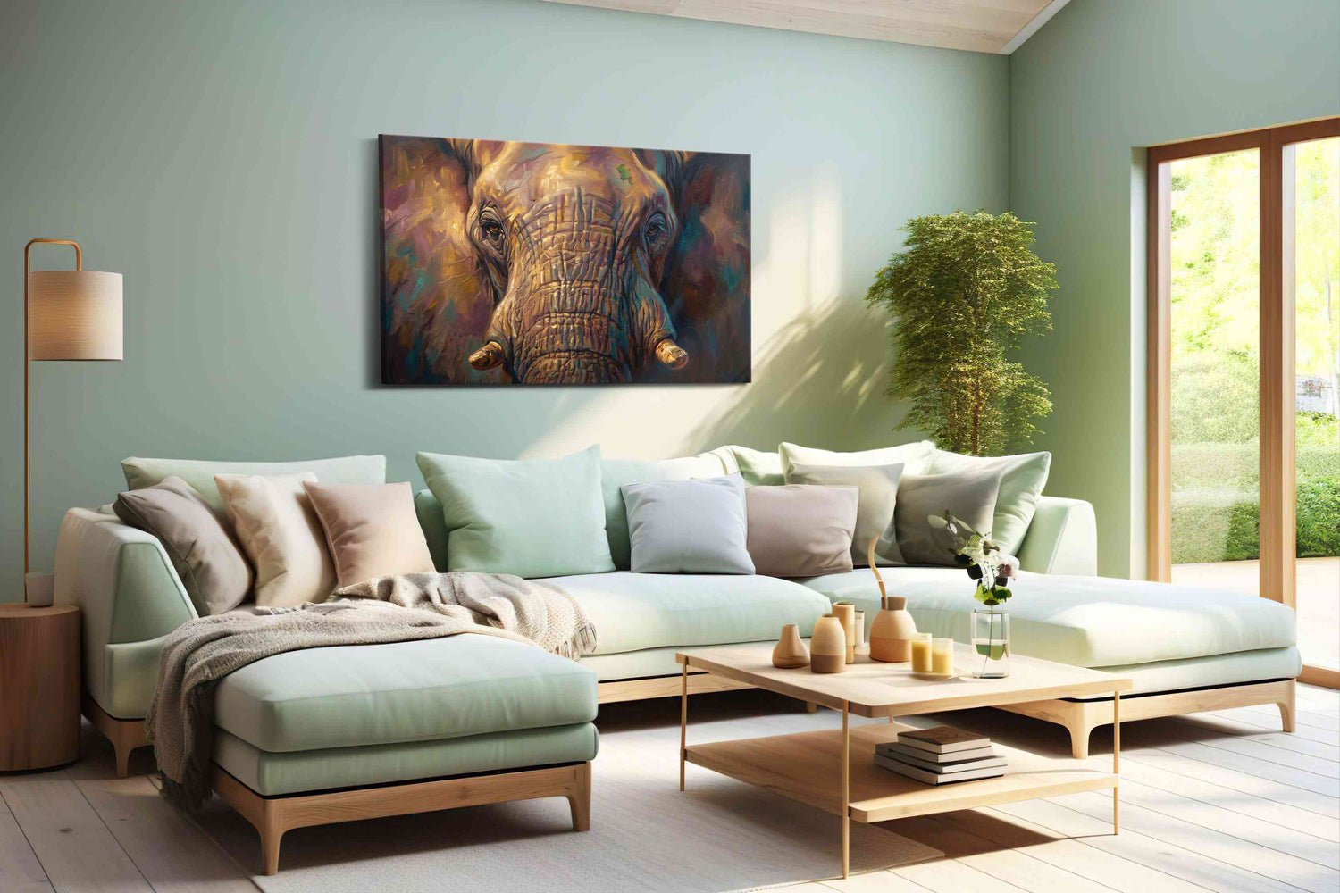 Vibrant Majesty Elephant Gaze - Animal Wall Art, Wildlife Canvas Print, Animal Lover Decor