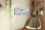 Flight of Winter's Spirit birds canvas print styled in a living room