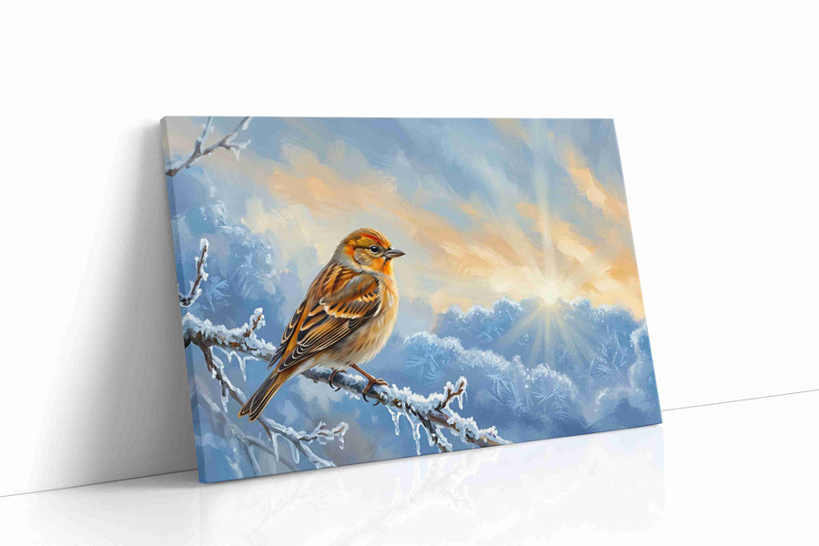Frosty Dawn Whisper birds canvas print, gallery-wrapped, ready to hang