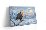 Lunar Vigil in Winter's Embrace birds canvas print gallery-wrapped landscape canvas studio shot