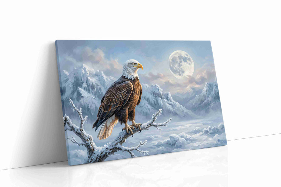 Lunar Vigil in Winter's Embrace birds canvas print, gallery-wrapped, ready to hang