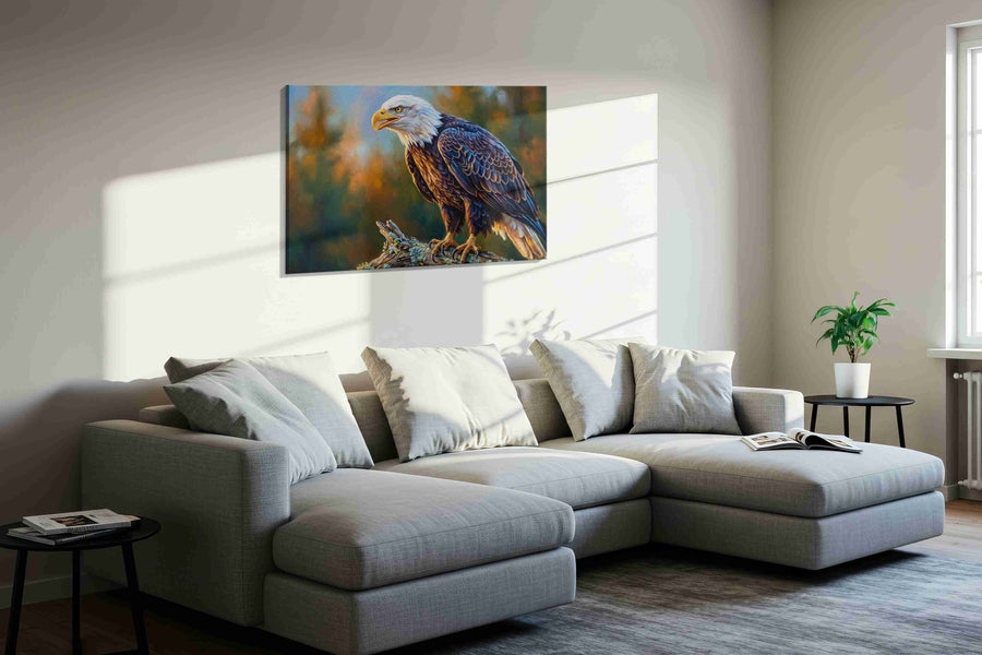Majestic Vigil at Dusk birds canvas print in a living room scene