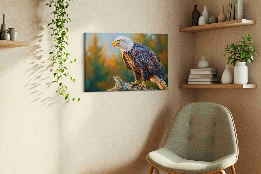 Majestic Vigil at Dusk birds canvas print, displayed in a living room