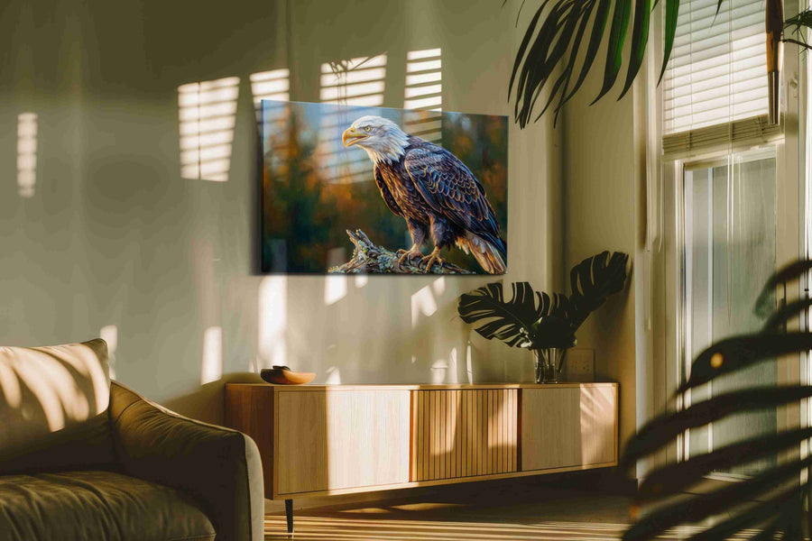 Majestic Vigil at Dusk birds canvas print in a contemporary interior mockup