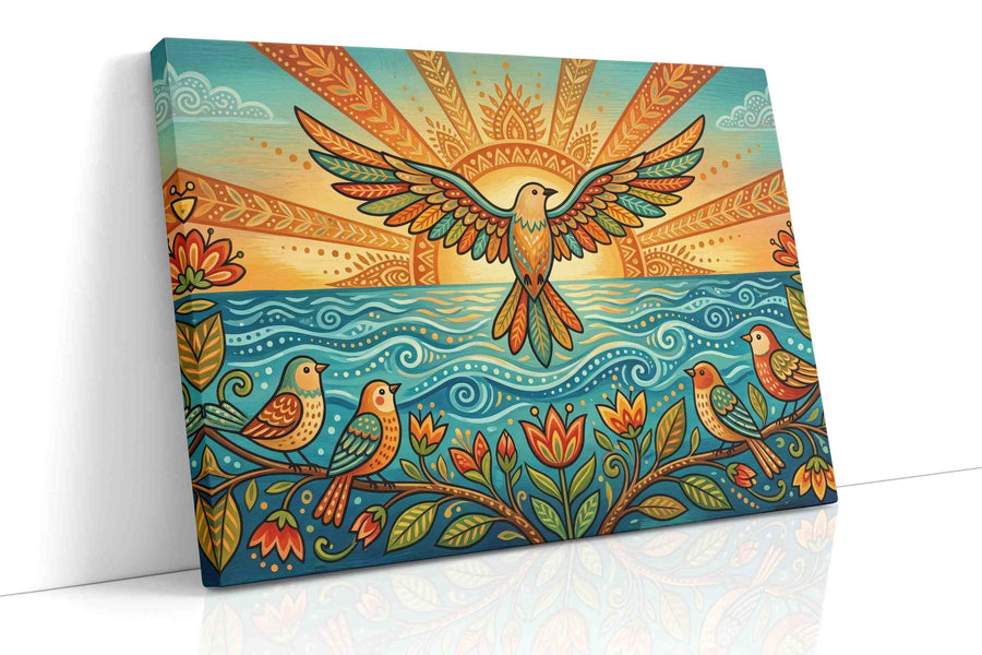 Rise of the Sunbird Symphony birds canvas print, gallery-wrapped, ready to hang