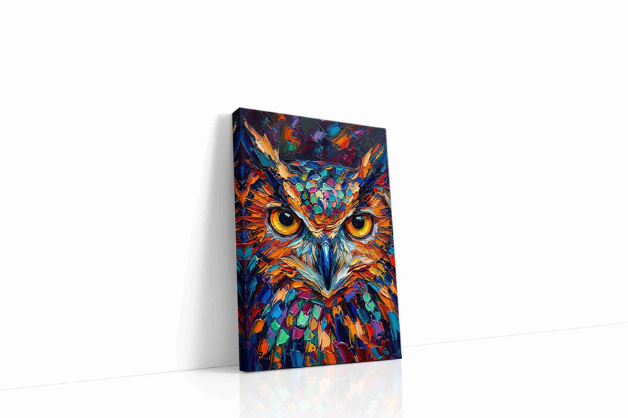 Vibrant Gaze of the Nocturnal birds canvas print, gallery-wrapped, ready to hang